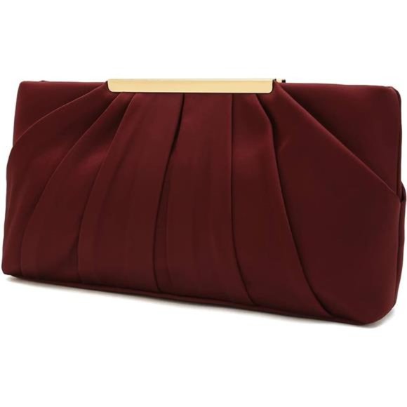 Handbags - Clutch Evening Bag Elegant Pleated Satin Formal Handbag Simple Classy Purse